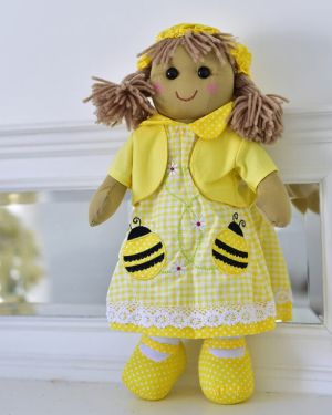 Yellow Bumble Bee Dress Rag Doll