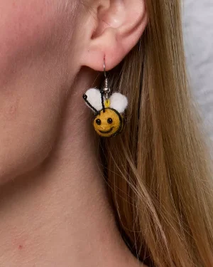 Felted Bumble Bee Earrings