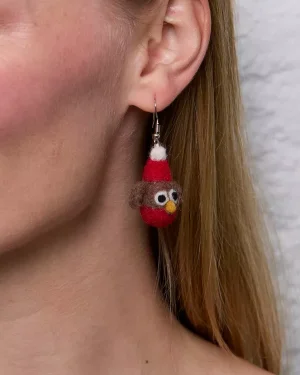Felted Robin Earrings