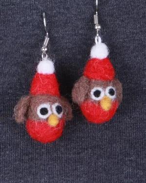 Felted Robin Earrings