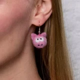 Felted Pig Earrings