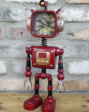 Tall Red Robot Clock