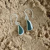 Dark Green Sea Glass Earrings