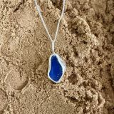 Dark Blue Sea Glass Necklace