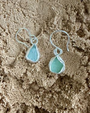 Aquamarine Sea Glass Earrings