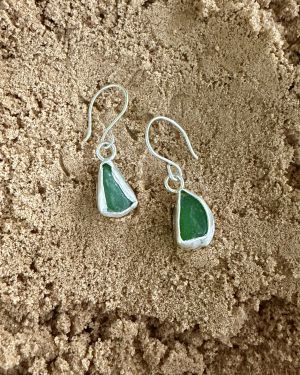Green Sea Glass Earrings