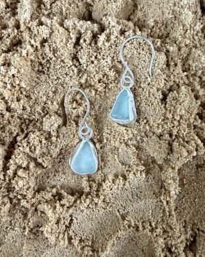 Light Blue Sea Glass Earrings