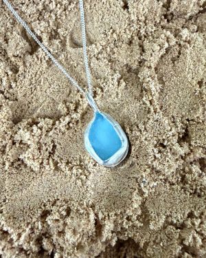 Blue Sea Glass Necklace