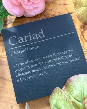 Square Cariad Slate Coaster