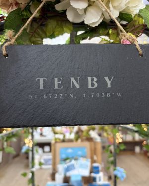 Tenby Coordinates Slate Hanging