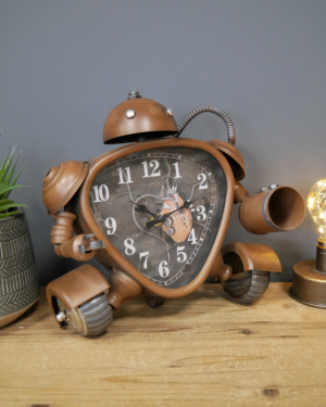 Brown Heart Robot Clock