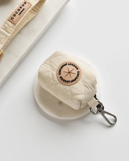 Cream Quilted Poo Bag Holder