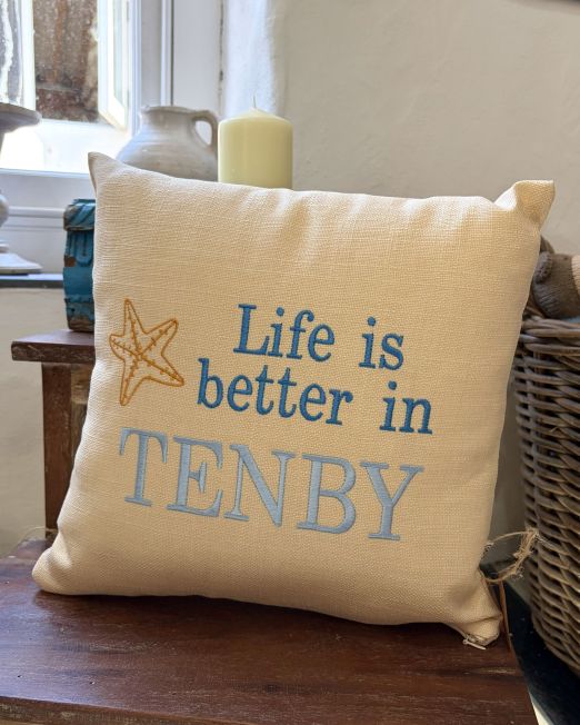 Cream Life Is Better In Tenby Cushion