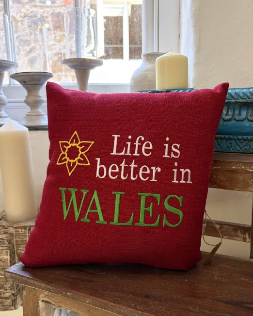 Red Life Is Better In Wales Cushion