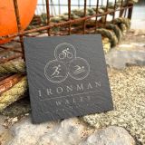 Square Ironman Wales Slate Coaster
