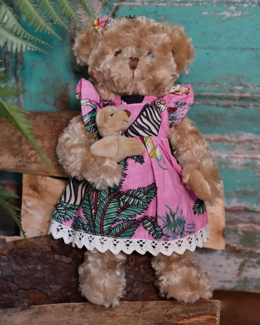Teddy Bear Wearing A Pink Safari Dress