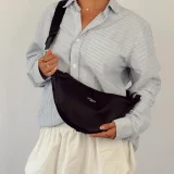 Crossbody Crescent Black Dog Walking Bag