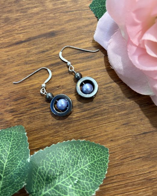 Light Blue Hematite Earrings